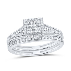 3/8CTW-DIA NK FASHION SQUARE BRIDAL SET