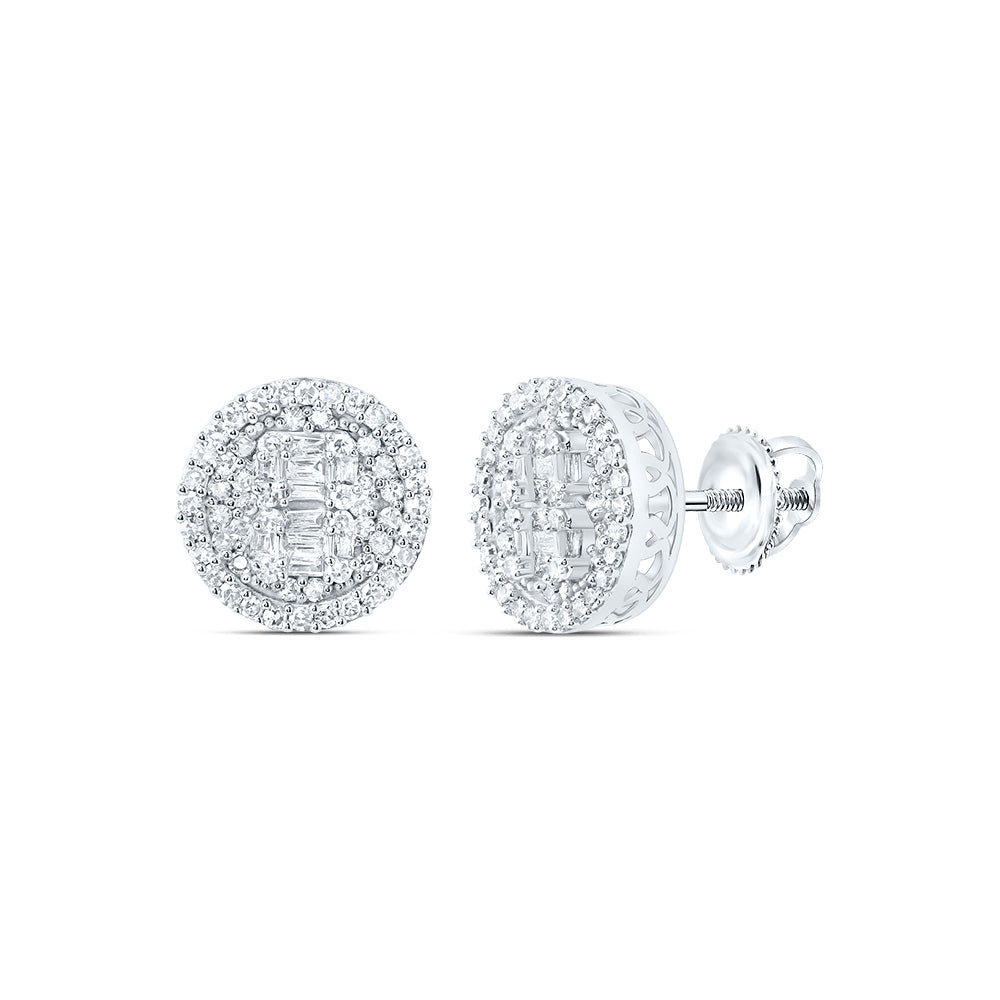10K White Gold 5/8 CTW-Natural Diamond Fashion Round Stud Earring 2.15 Gram