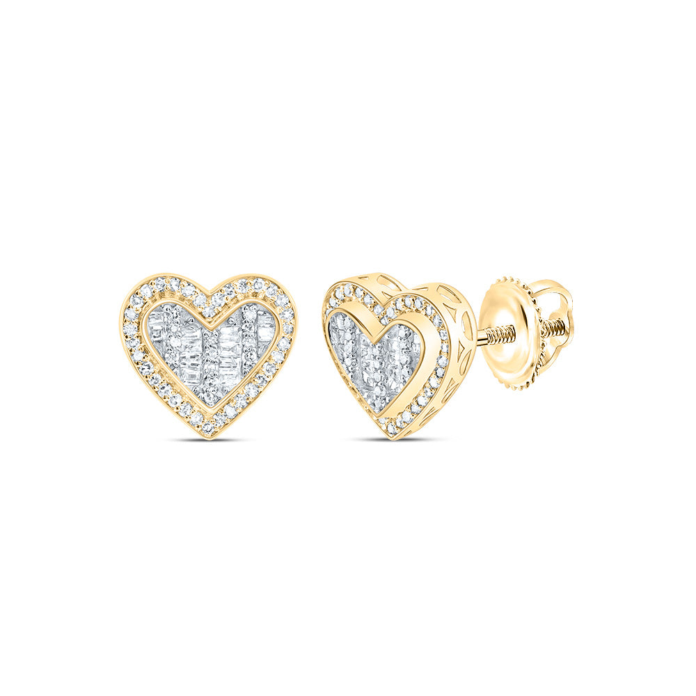 1/4CTW-DIA NK FASHION HEART STUD EARRING