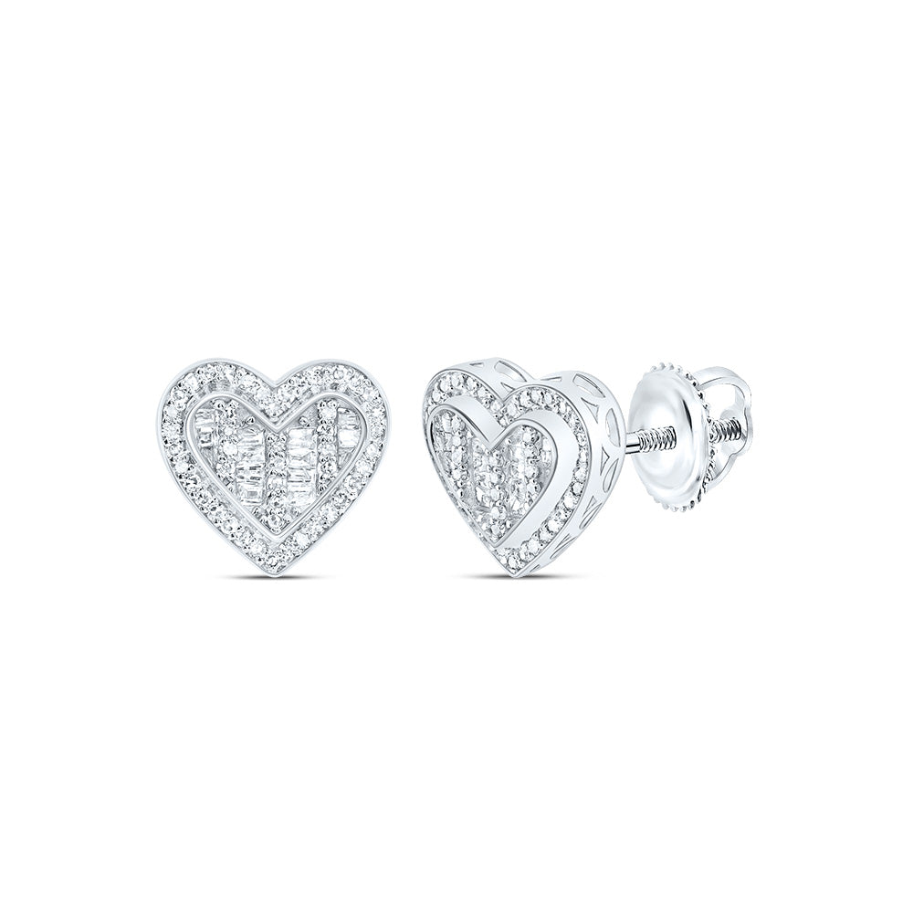1/4CTW-DIA NK FASHION HEART STUD EARRING