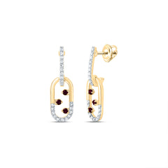 1/6CTW-DIA CN 1/10CTW RD-RU NAT GEM PAPER CLIP DANGLING EARRING