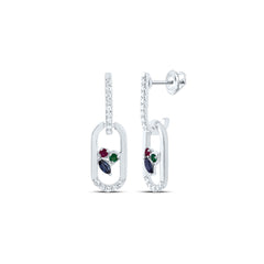 1/10CTW-DIA CN 1.4MM RD-RU/EM, 3X2MM MQ-BS NAT GEM PAPER CLIP DANGLING EARRING