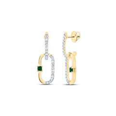 1/6CTW-DIA CN 1.5MM PR-EM NAT GEM PAPER CLIP DANGLING EARRING