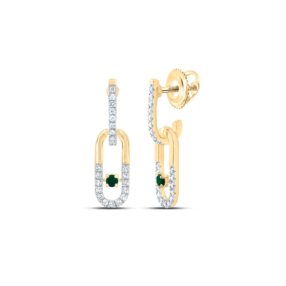 1/6CTW-DIA CN 1.8MM RD-EM NAT GEM PAPER CLIP DANGLING EARRING