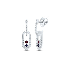 1/6CTW-DIA CN 1.6MM RD-RU, 1.5MM PR-BS NAT GEM PAPER CLIP DANGLING EARRING