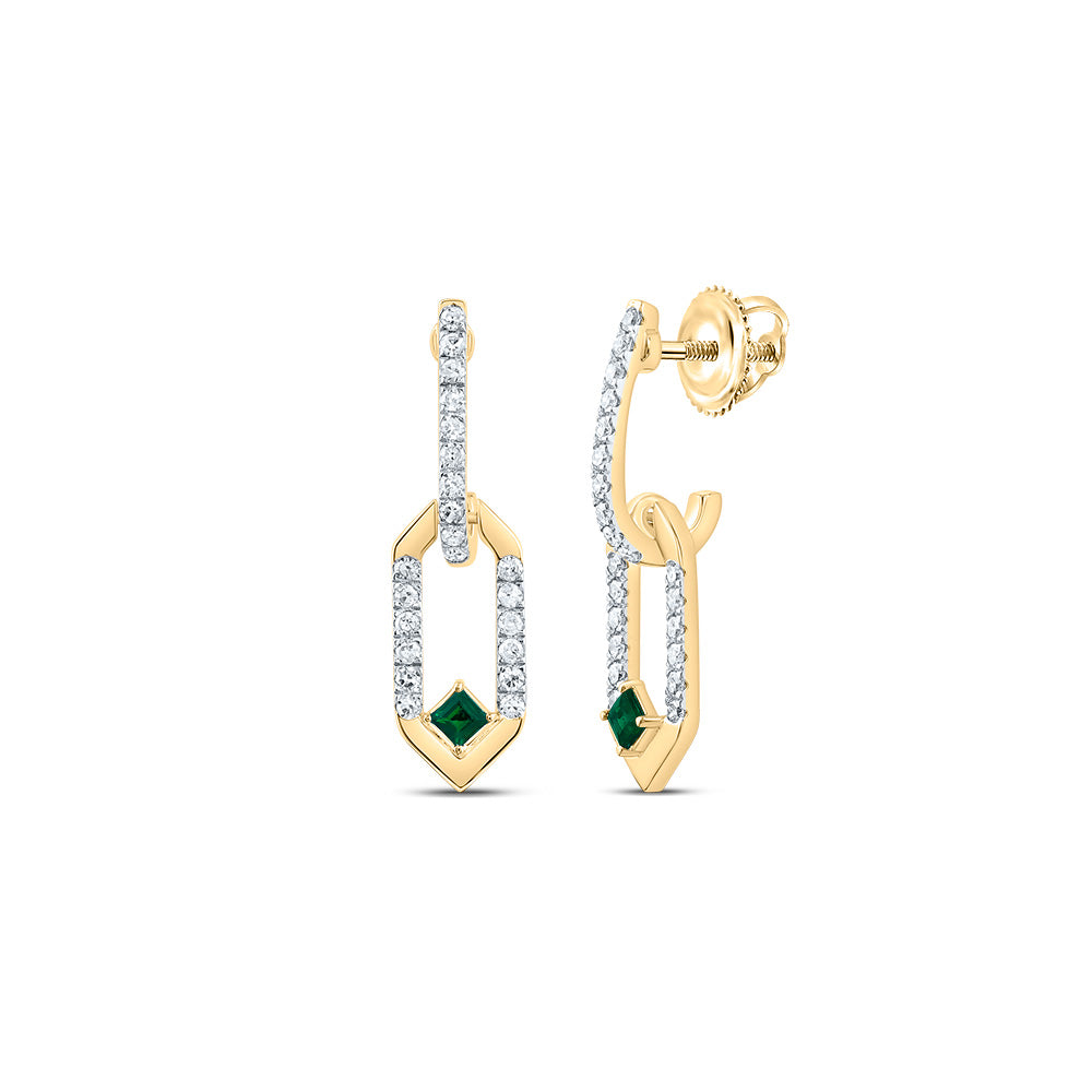 1/6CTW-DIA CN 1.7MM PR-EM NAT GEM PAPER CLIP DANGLING EARRING