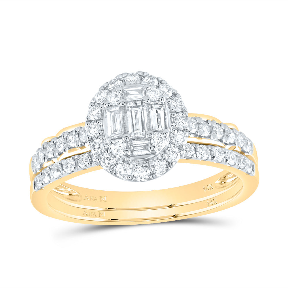 14K Yellow Gold 3/4 CTW-Natural Diamond Diana Oval Bridal Set 3.68 Gram