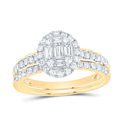 14K Yellow Gold 3/4 CTW-Natural Diamond Diana Oval Bridal Set 3.68 Gram