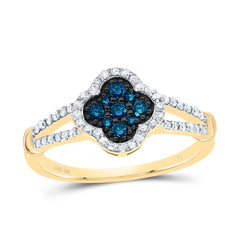 1/3CTW-DIA P1 GIFT BLUE DIAMOND CLOVER RING