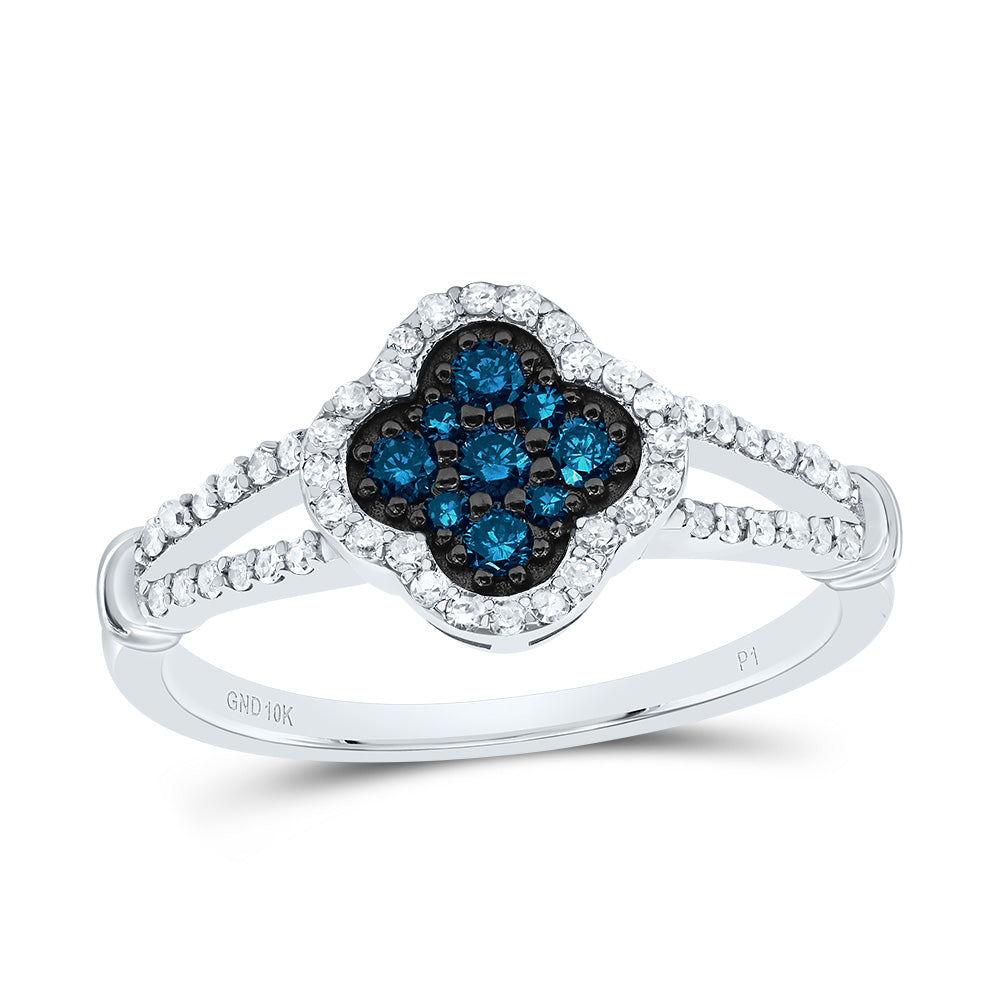 1/3CTW-DIA P1 GIFT BLUE DIAMOND CLOVER RING
