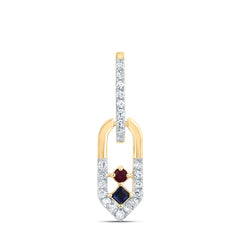 1/10CTW-DIA CN 1.6MM RD-RU, 1.5MM PR-BS NAT GEM PAPER CLIP PENDANT