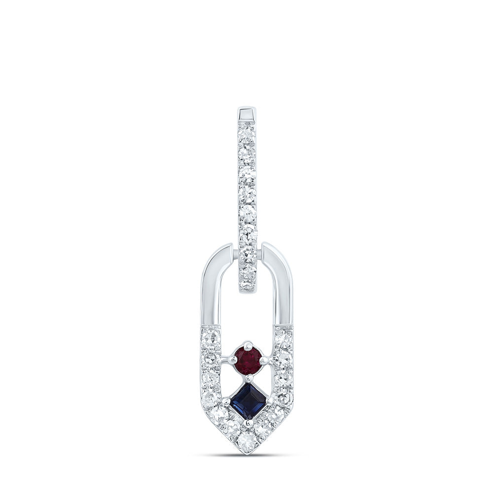 1/10CTW-DIA CN 1.6MM RD-RU, 1.5MM PR-BS NAT GEM PAPER CLIP PENDANT