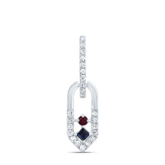 1/10CTW-DIA CN 1.6MM RD-RU, 1.5MM PR-BS NAT GEM PAPER CLIP PENDANT