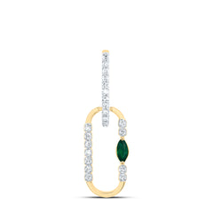 14K Yellow Gold 1/12 CTW-Natural Diamond 3X2MM Mq-Em Natural Gemstone Paper Clip Pendant 0.57 Gram