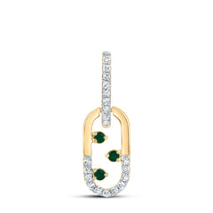 1/10CTW-DIA CN 1/20CTW RD-EM NAT GEM PAPER CLIP PENDANT
