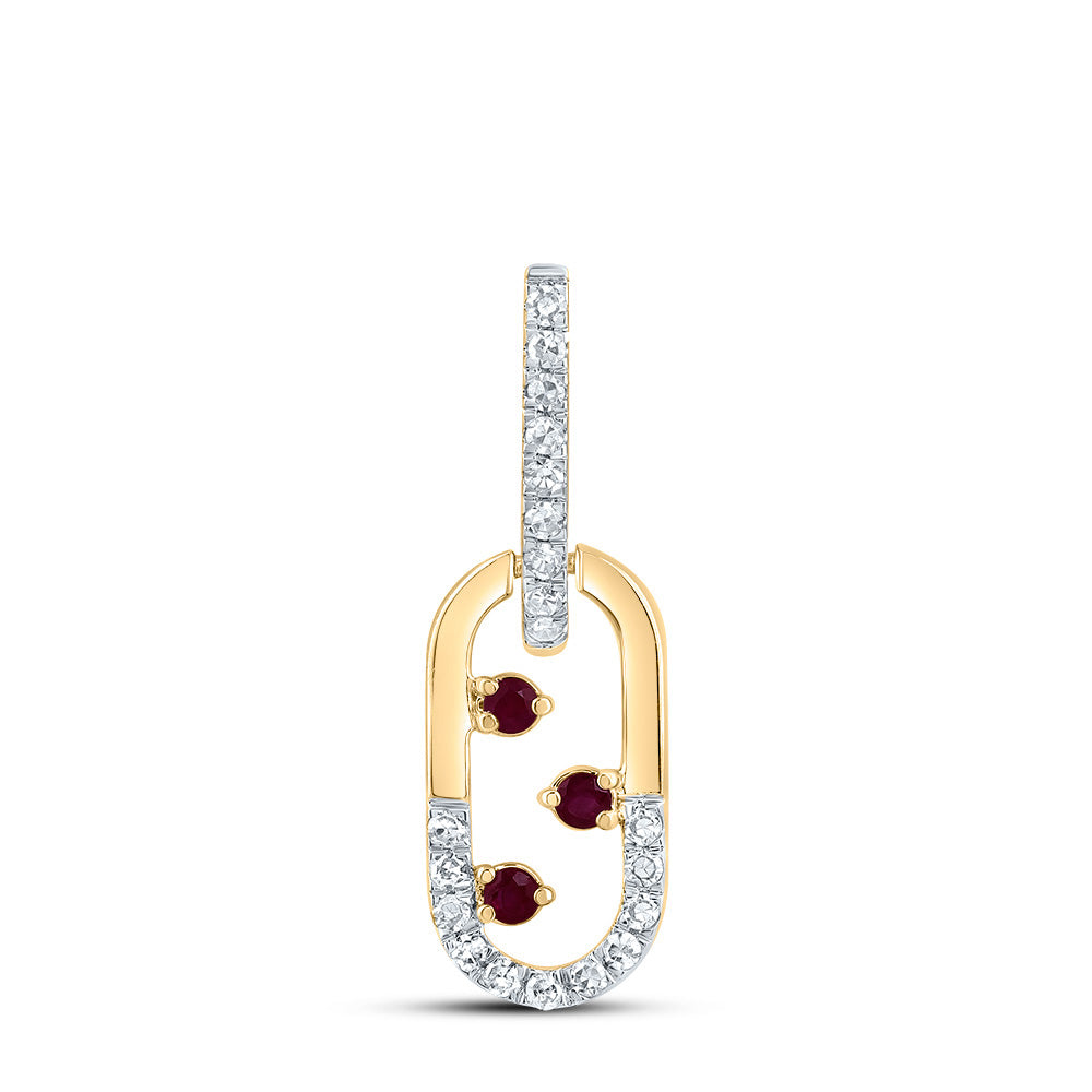 1/10CTW-DIA CN 1/20CTW RD-RU NAT GEM PAPER CLIP PENDANT