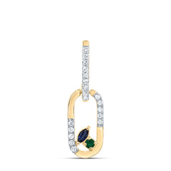1/12CTW-DIA CN 1.6MM RD-EM, 3X2MM MQ-BS NAT GEM PAPER CLIP PENDANT