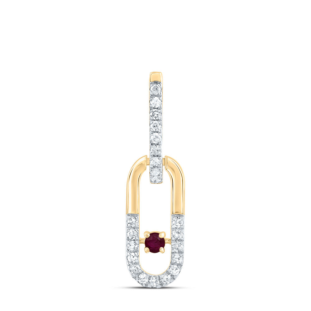 1/10CTW-DIA CN 1.8MM RD-RU NAT GEM PAPER CLIP PENDANT