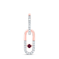 14K Rose Gold 1/10 CTW-Natural Diamond 1.8MM Rd-Ru Natural Gemstone Paper Clip Pendant 0.534 Gram