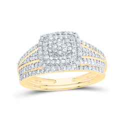 1/2CTW-DIA NK CUSHION DOUBLE HALO BRIDAL SET