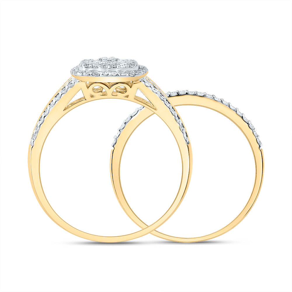 1/2CTW-DIA NK CUSHION DOUBLE HALO BRIDAL SET