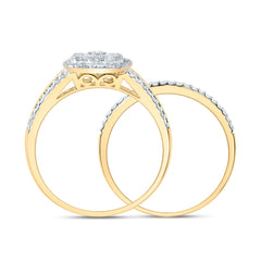 1/2CTW-DIA NK CUSHION DOUBLE HALO BRIDAL SET