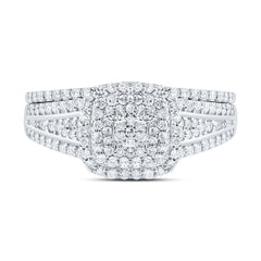 1/2CTW-DIA NK CUSHION DOUBLE HALO BRIDAL SET