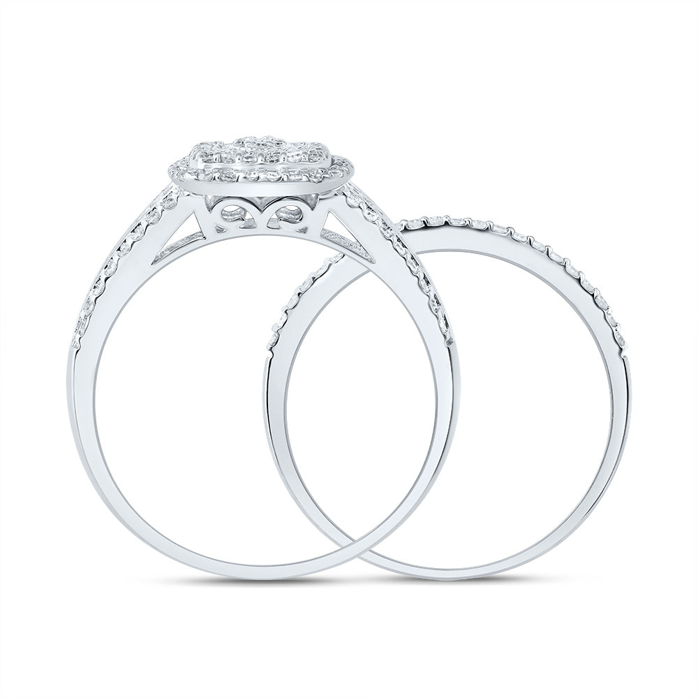 1/2CTW-DIA NK CUSHION DOUBLE HALO BRIDAL SET