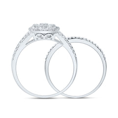 1/2CTW-DIA NK CUSHION DOUBLE HALO BRIDAL SET