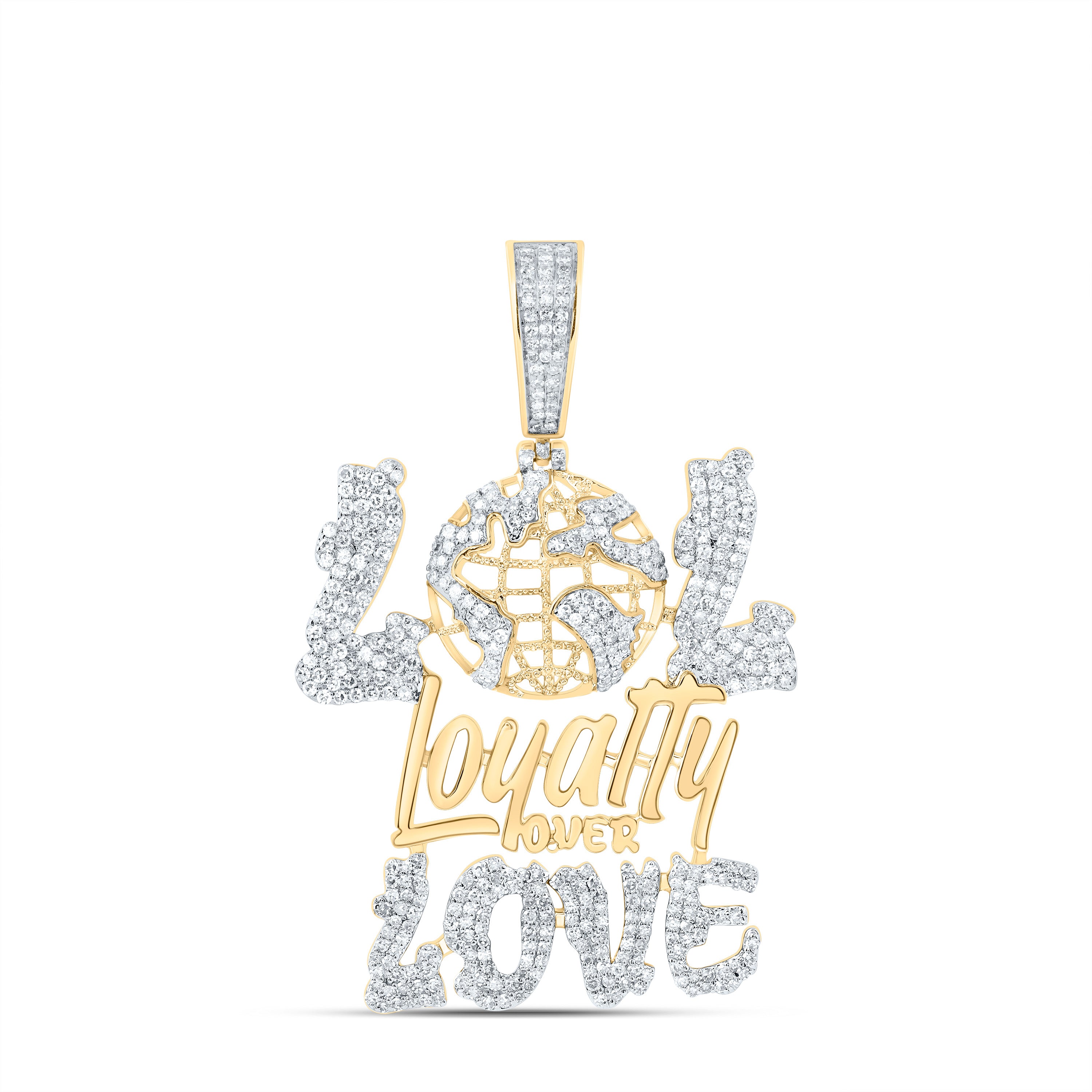 1 1/2CTW-DIA NK "LOL LOYALTY OVER LOVE" MENS CHARM