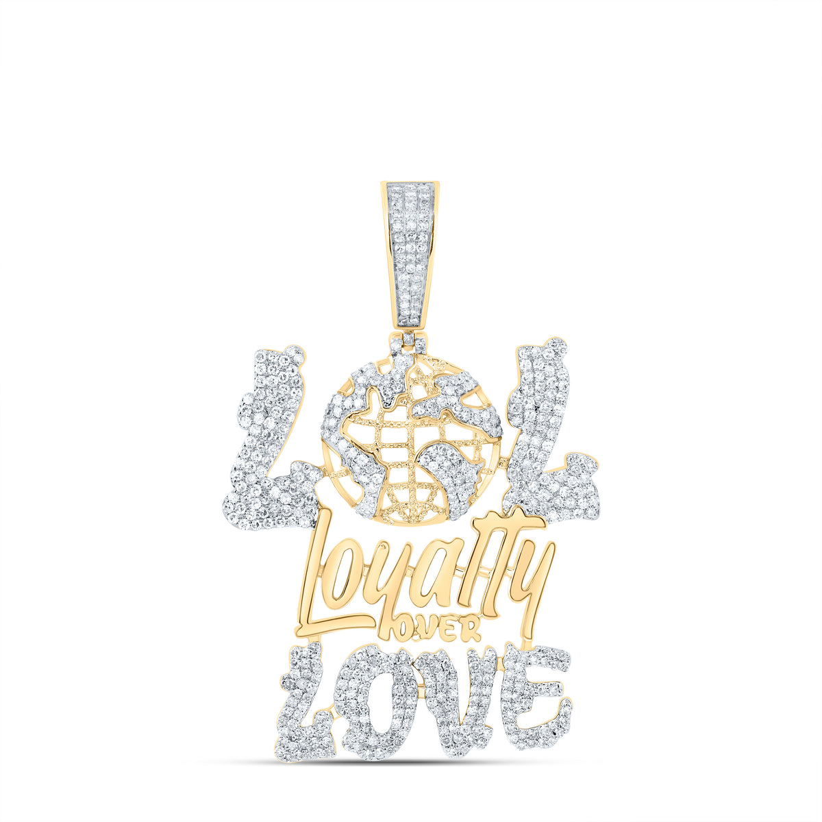 1 1/2CTW-DIA NK "LOL LOYALTY OVER LOVE" MENS CHARM