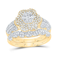 1 1/4CTW-DIA NK FASHION FLOWER BRIDAL SET