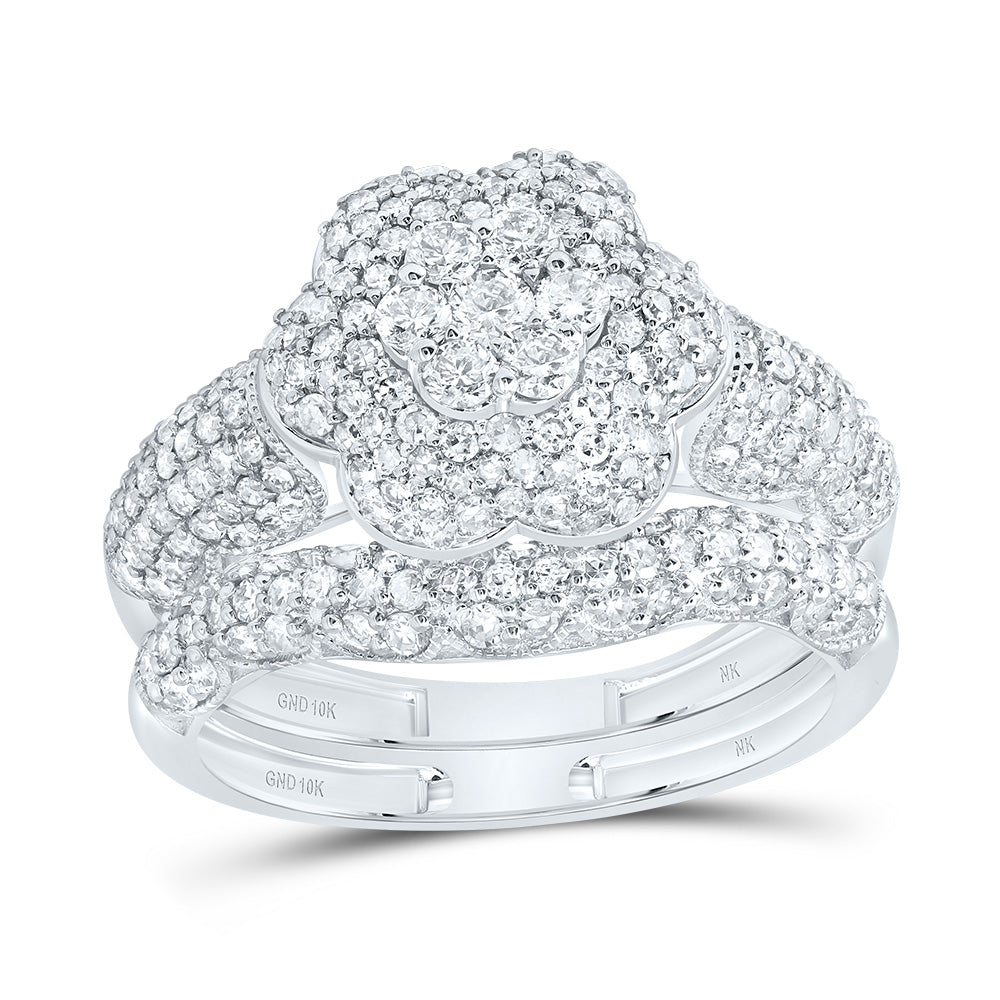 1 1/4CTW-DIA NK FASHION FLOWER BRIDAL SET