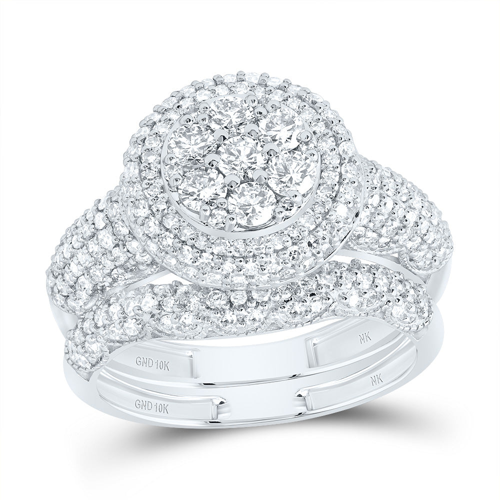 1 1/2CTW-DIA NK FASHION ROUND FLOWER BRIDAL SET