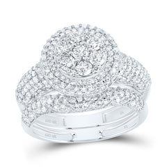 1 1/2CTW-DIA NK FASHION ROUND FLOWER BRIDAL SET
