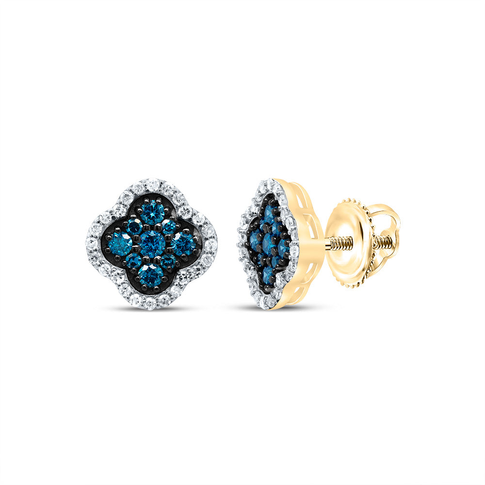 1/2CTW-DIA P1 GIFT BLUE DIAMOND CLOVER STUD EARRING