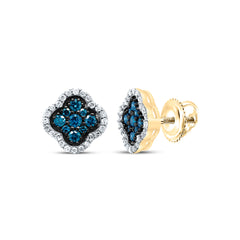 1/2CTW-DIA P1 GIFT BLUE DIAMOND CLOVER STUD EARRING