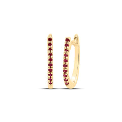 10K Yellow Gold 1/10 CTWruby-Rd Natural Gemstone Fashion Hoops Earring 0.99 Gram