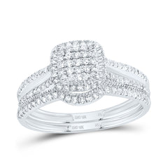 1/2CTW-DIA NK CUSHION SINGLE HALO BRIDAL SET