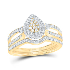 1/2CTW-DIA NK PEAR DOUBLE HALO BRIDAL SET