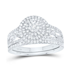 3/4CTW-DIA NK ROUND DOUBLE HALO BRIDAL SET