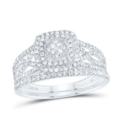 5/8CTW-DIA NK CUSHION DOUBLE HALO BRIDAL SET