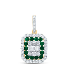 1/3CTW-DIA ANA M 1/4CTW-RD-EM NAT GEM OCTAGON PENDANT
