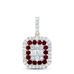 14K Yellow Gold 1/3 CTW-Natural Diamond 1/4 CTW-Rd-Ru Natural Gemstone Octagon Pendant 1.38 Gram