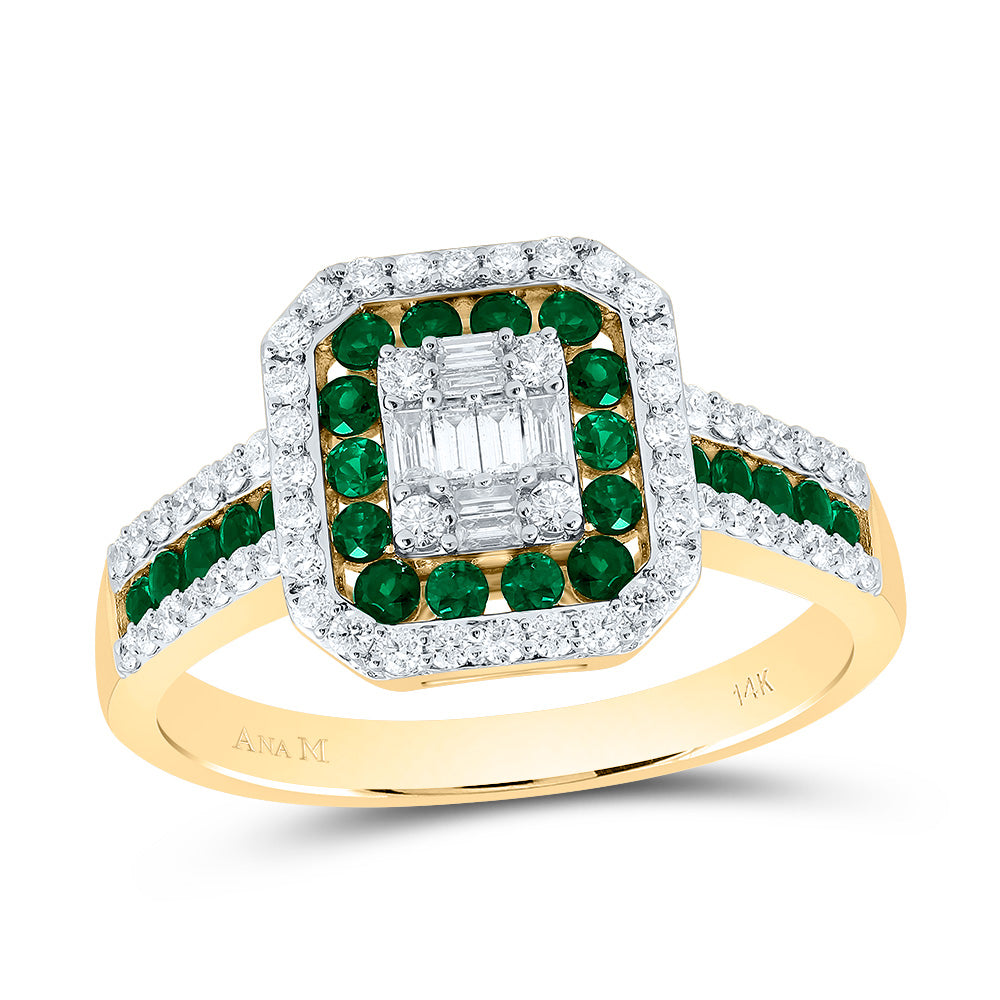 3/8CTW-DIA ANA M 3/8CTW-RD-EM NAT GEM OCTAGON RING