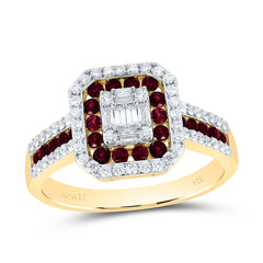 14K Yellow Gold 3/8 CTW-Natural Diamond 3/8 CTW-Rd-Ru Natural Gemstone Octagon Ring 3.85 Gram