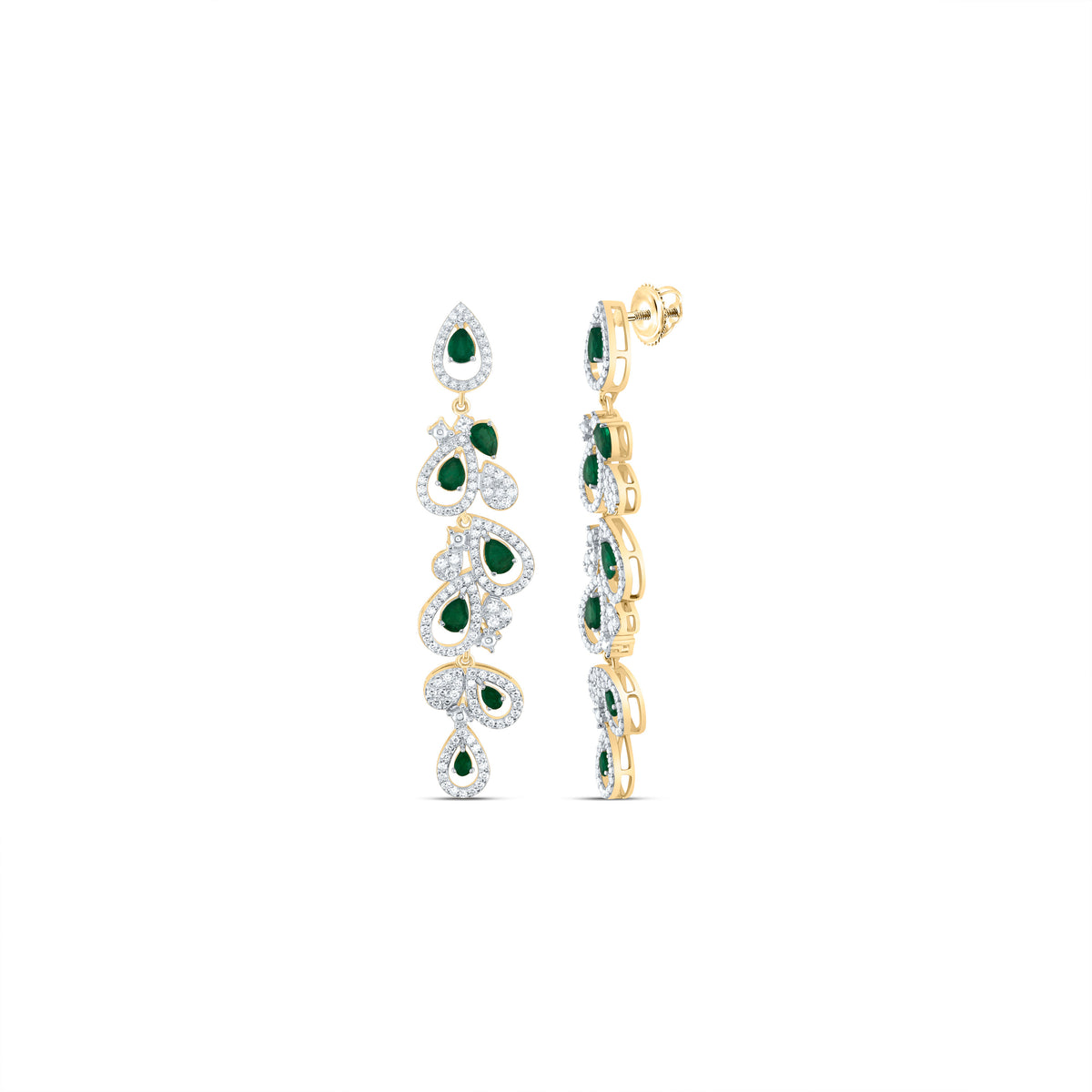 14K Yellow Gold 1 1/4 CTW-Natural Diamond 1 5/8 CTW-Ps-Em Natural Gemstone Dangling Earring 9.33 Gram