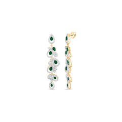14K Yellow Gold 1 1/4 CTW-Natural Diamond 1 5/8 CTW-Ps-Em Natural Gemstone Dangling Earring 9.33 Gram