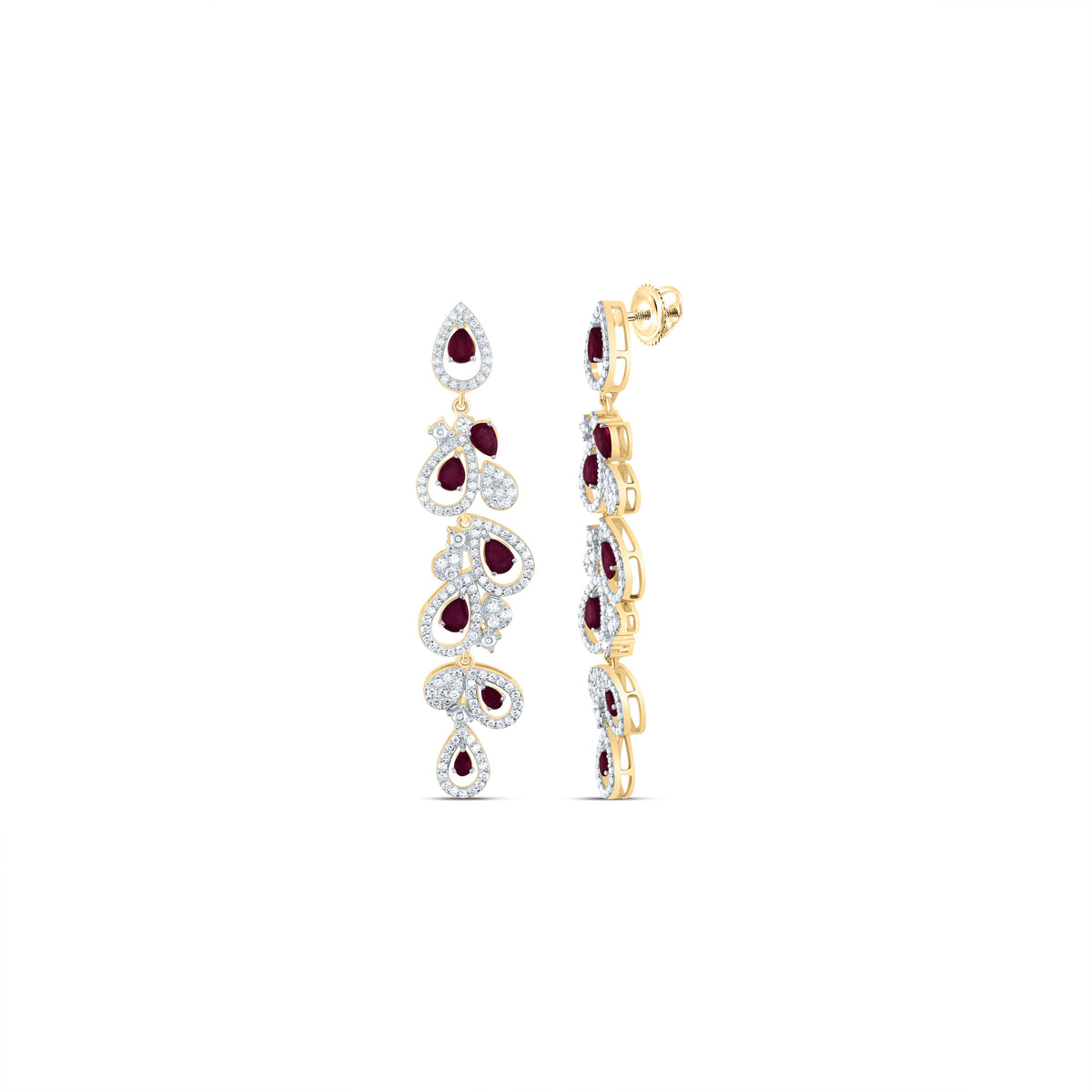 14K Yellow Gold 1 1/4 CTW-Natural Diamond 2 CTW-Ps-Ru Natural Gemstone Dangling Earring 9.46 Gram
