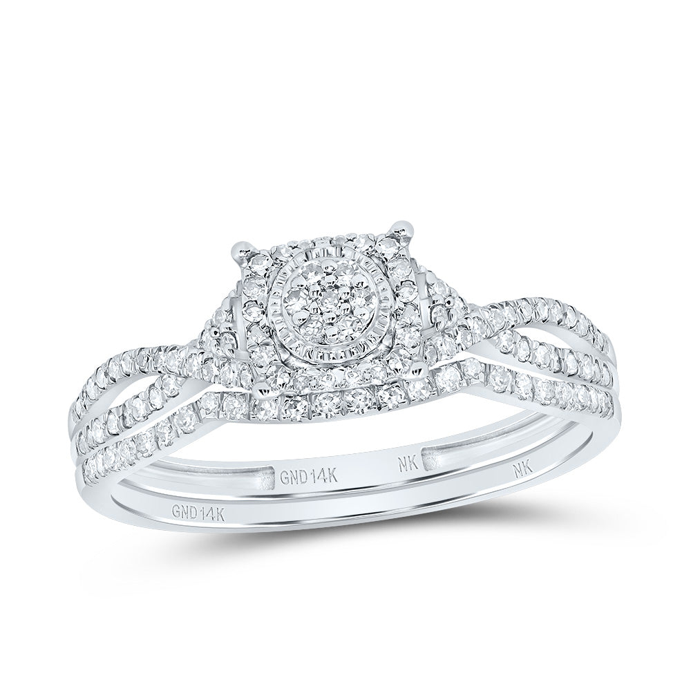 1/3CTW-DIA NK FASHION CUSHION FLOWER BRIDAL SET